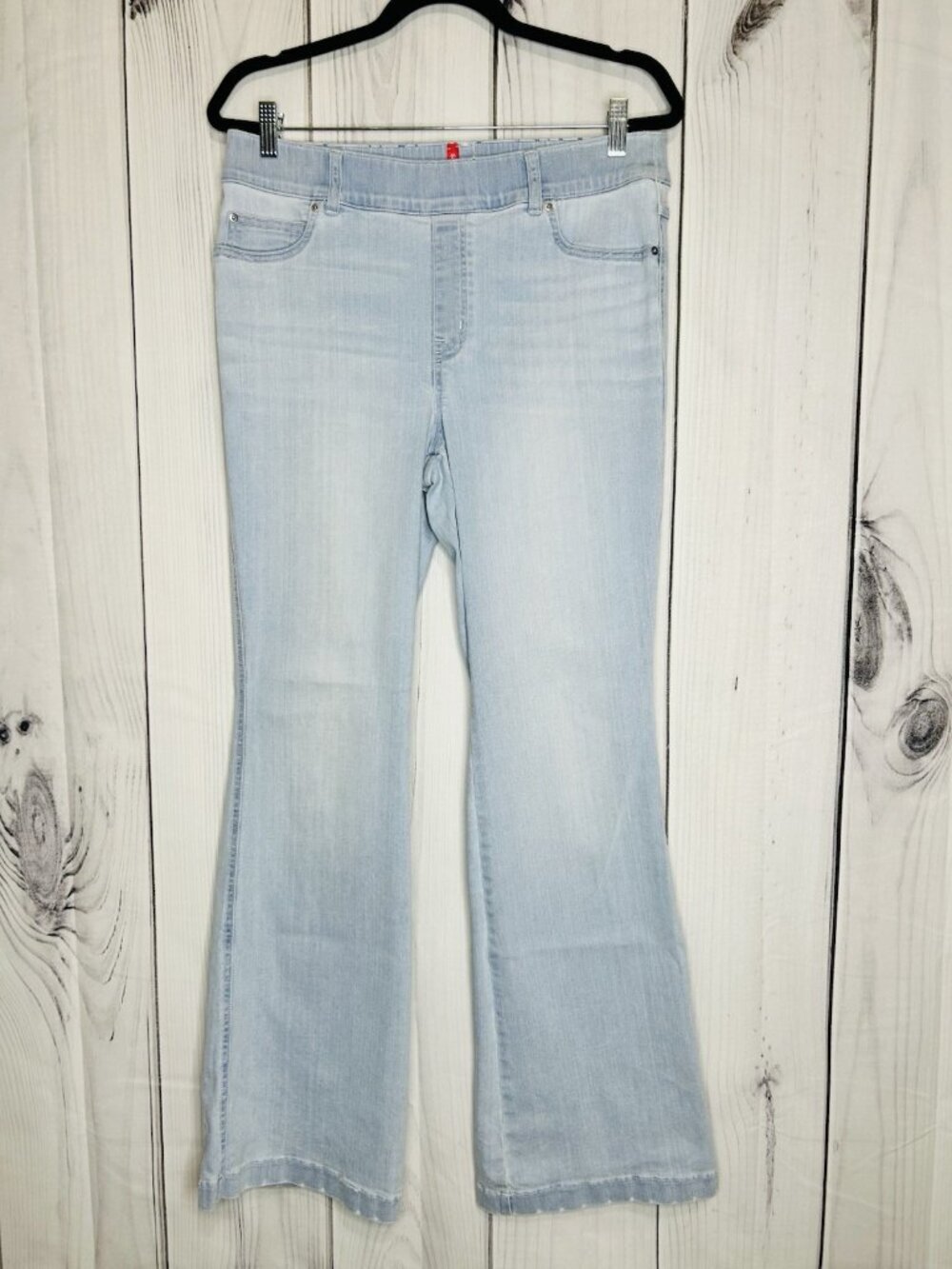 Spanx High Rise Flare Leg Jeans Sz Petite XLP 33x32 Light Wash Style: 20348Q